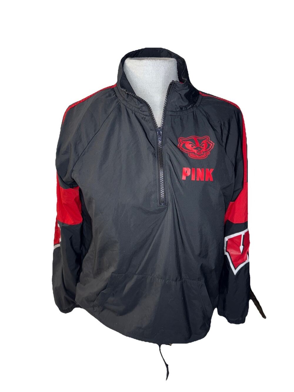 Size XS Women’s Quarter Zip PINK Victoria Secret Jacket Wisconsin Badgers